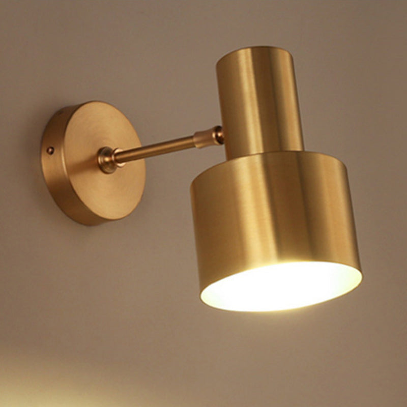 Mid-Century Home Wall Lighting: Gold 1-Head Down Lighting Wall-Mounted Fixture With Mental Cage