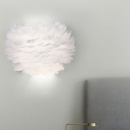 Modern Feather Wall Lamp: Stylish Ambient Lighting For Living Room & Bedroom Decor White