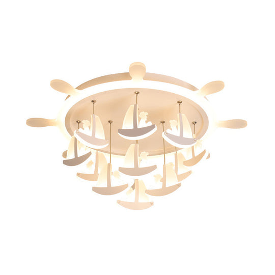 Rubber Canopy Pendant Chandelier With Boat Acrylic Shade And Kids Led Hanging Light