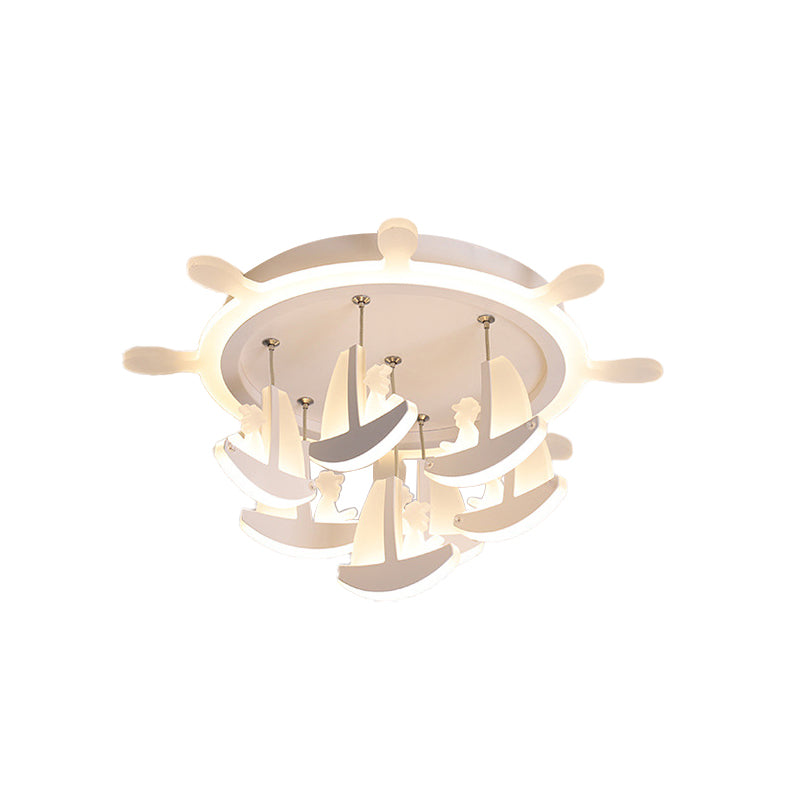 Rubber Canopy Pendant Chandelier With Boat Acrylic Shade And Kids Led Hanging Light