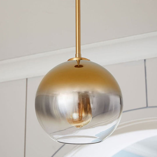 Modern Glass Pendant Light Fixture For Bedroom - Gold Sphere Ceiling Hanging Lamp / 8