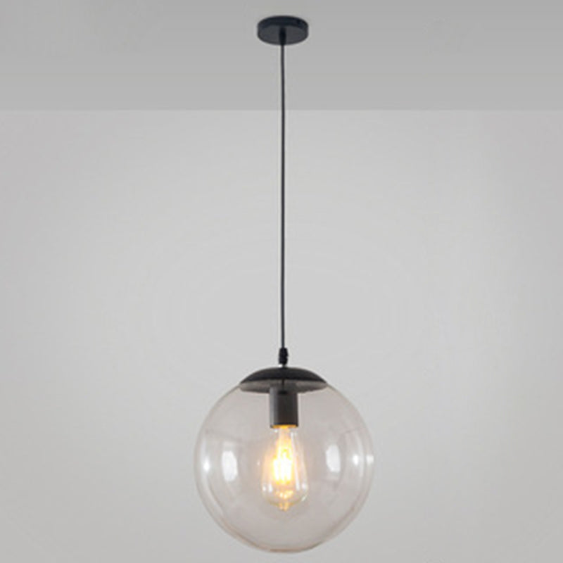 Minimalist Pendant Ceiling Light With Orb Glass Shade - Ideal Restaurant Lighting Fixture Black / 12