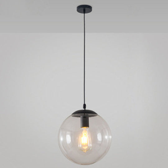 Minimalist Pendant Ceiling Light With Orb Glass Shade - Ideal Restaurant Lighting Fixture Black / 12