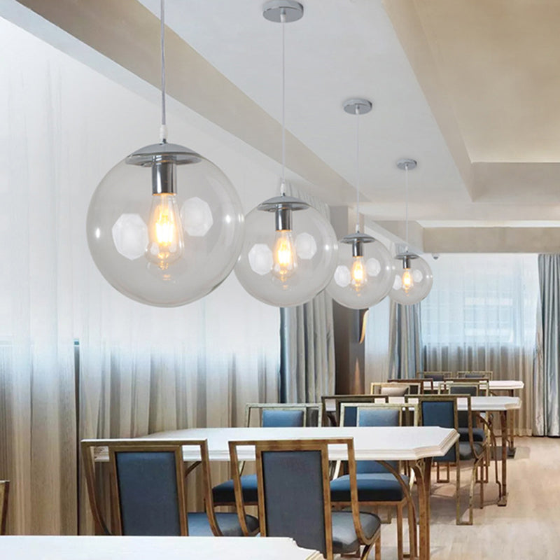 Minimalist Pendant Ceiling Light With Orb Glass Shade - Ideal Restaurant Lighting Fixture