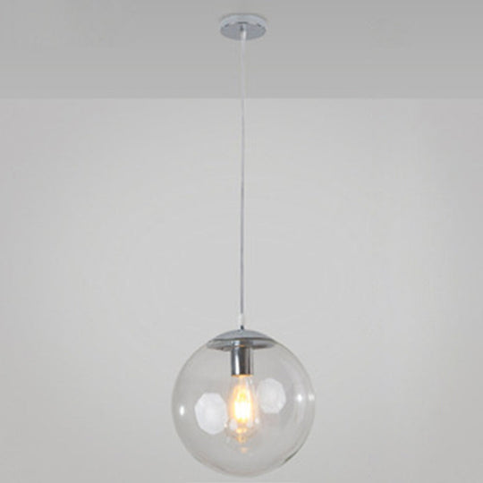 Minimalist Pendant Ceiling Light With Orb Glass Shade - Ideal Restaurant Lighting Fixture Silver /