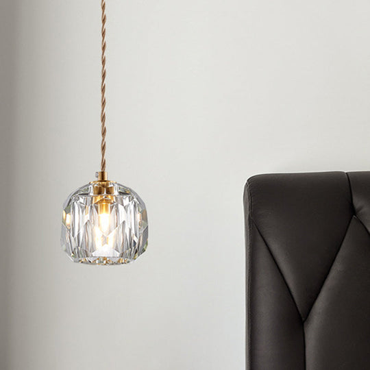 Contemporary Crystal Gold Globe Pendant Light - Elegant Hanging Lamp Kit