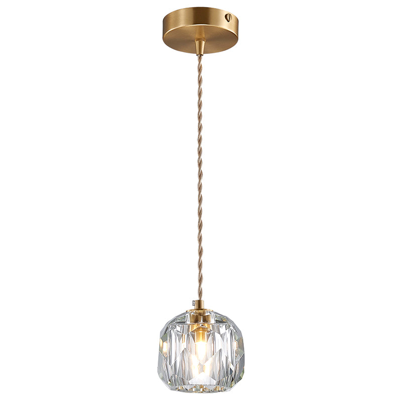 Contemporary Crystal Gold Globe Pendant Light - Elegant Hanging Lamp Kit