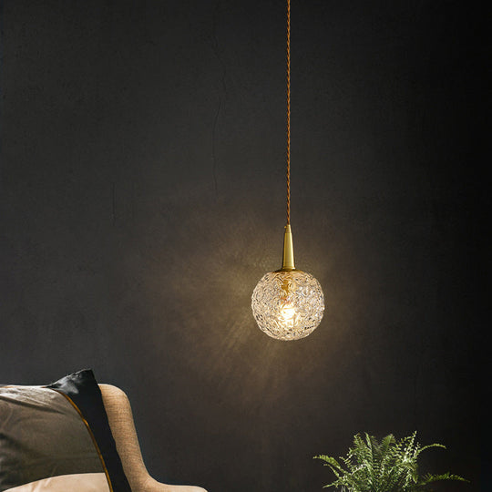 Modern Gold Crystal Pendant Ceiling Light Spherical Suspension Lamp