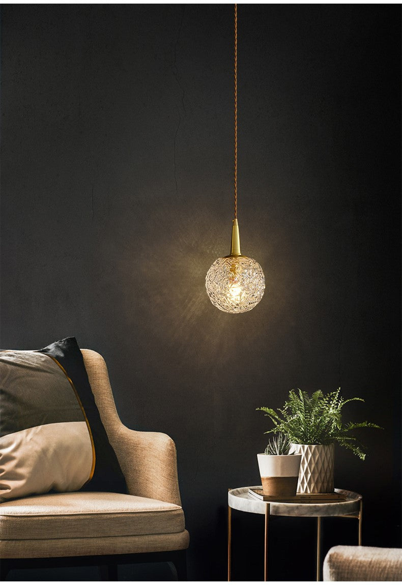 Modern Gold Crystal Pendant Ceiling Light Spherical Suspension Lamp