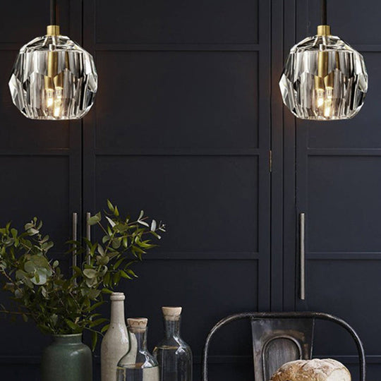 Modern Black Globe Led Crystal Pendant Light