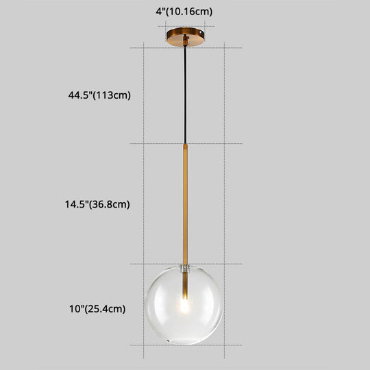 Minimalist Gold Globe Glass Pendant Light Fixture