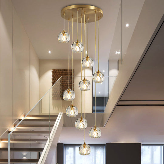 Gold Crystal Pendant Light - Modern Style Hanging Fixture