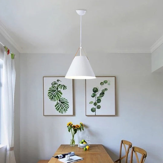 Metal Conical Suspension Pendant Ceiling Light - Minimalist Style For Living Room White / 10.5