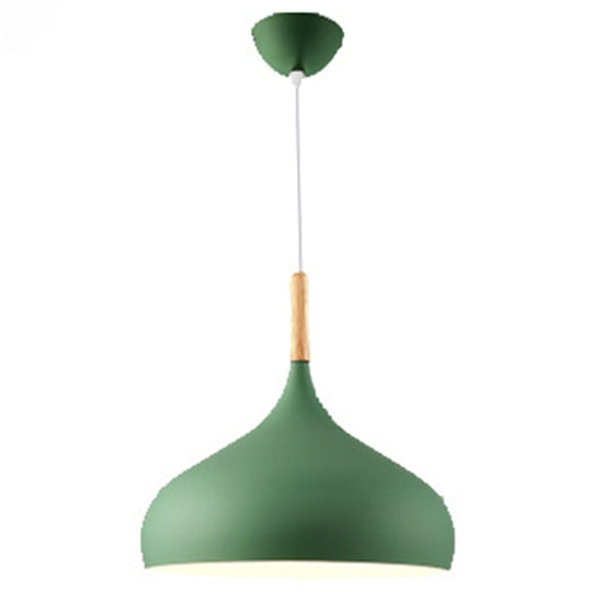 Contemporary Metal Restaurant Pendant Light - Dome Down Lighting Green