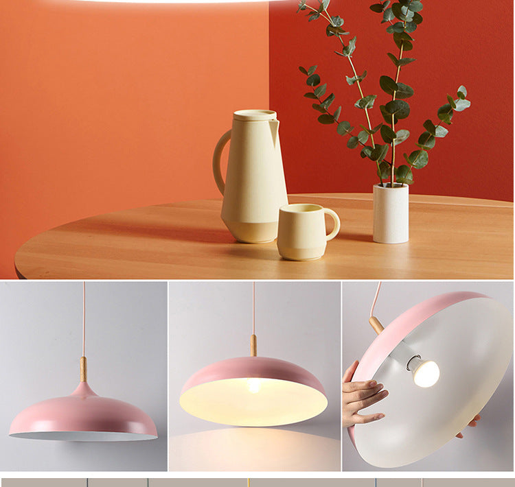 Minimalist Metal Down Lighting Pendant For Bedroom - Circle Fixture