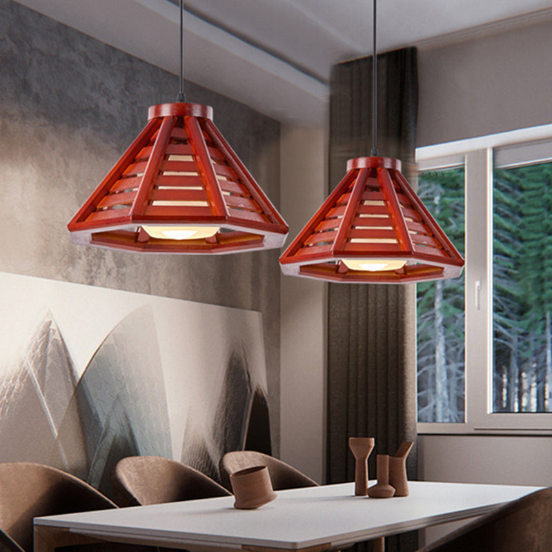 Contemporary Wood Shade Pendant Light - Modern Hanging Fixture