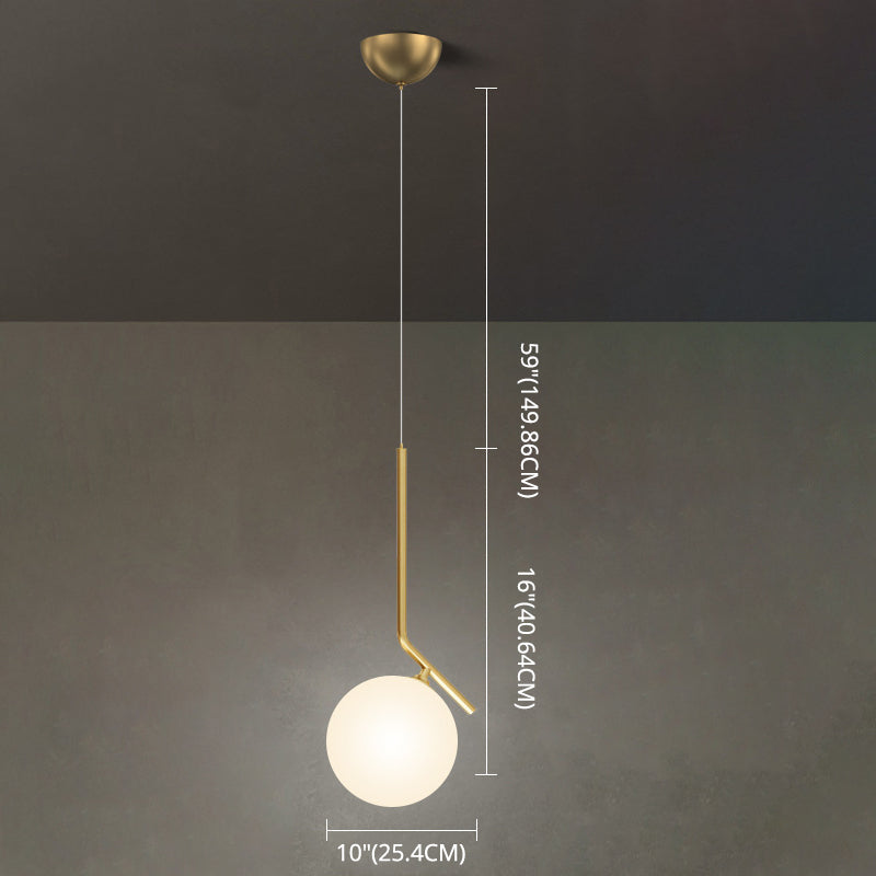 Mid-Century Opal Frosted Glass Globe Pendant Light Elegant 1-Light Hanging Lamp