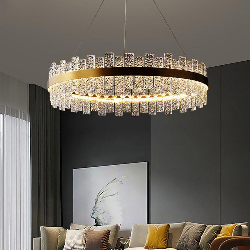 Gold Metal Crystal Led Pendant Chandelier - Stunning Art Deco Lighting For Living Room