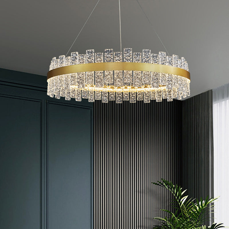 Gold Metal Crystal Led Pendant Chandelier - Stunning Art Deco Lighting For Living Room