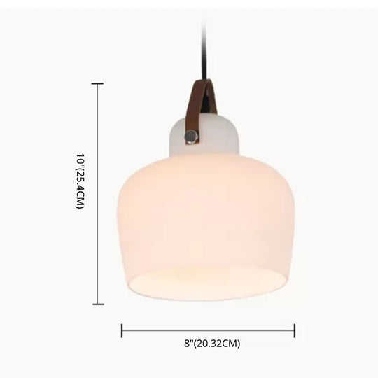 Modern Minimalist White Glass Pendant Lamp - 1 Light Hanging For Living Room
