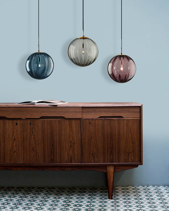 Sleek Ribbed Pendant Light: Modern Designer Hanging Lamp For Bedroom With 1 Light