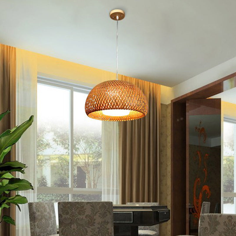 Bamboo Double-Decker Pendant Light With Milk White Glass Shade - Perfect For Restaurant Aisles Wood