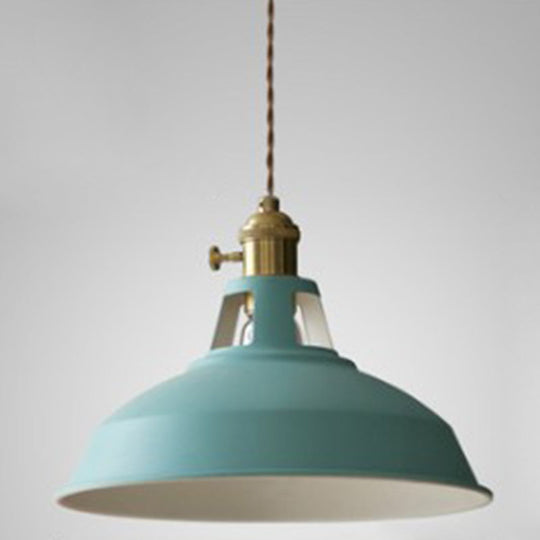 Nordic Style Hanging Lamp With Metal Shade And Colorful Macaron Finish For Kitchen Barn Blue