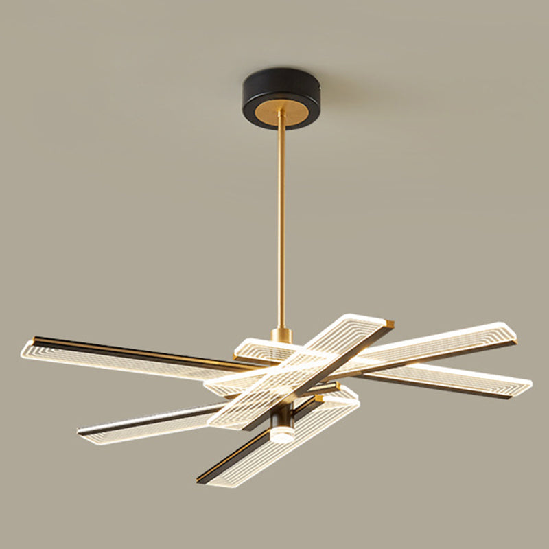 Modern Acrylic Rectangular Led Chandelier Hanging Light Fixture In Black For Living Room Pendant