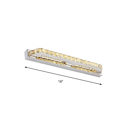 Contemporary Led Bathroom Vanity Wall Light With Clear/Champagne Crystal - 16/22 Width Warm/White