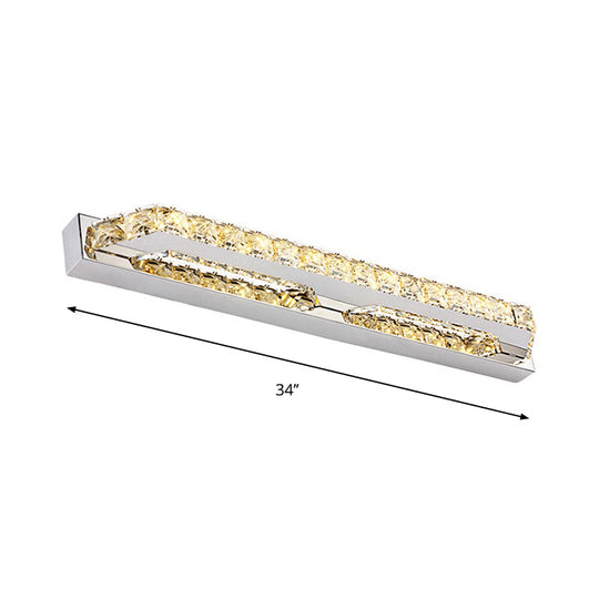 Contemporary Led Bathroom Vanity Wall Light With Clear/Champagne Crystal - 16/22 Width Warm/White