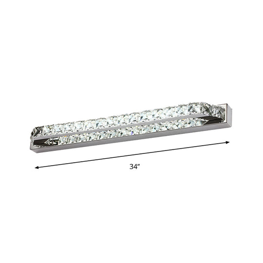 Contemporary Led Bathroom Vanity Wall Light With Clear/Champagne Crystal - 16/22 Width Warm/White