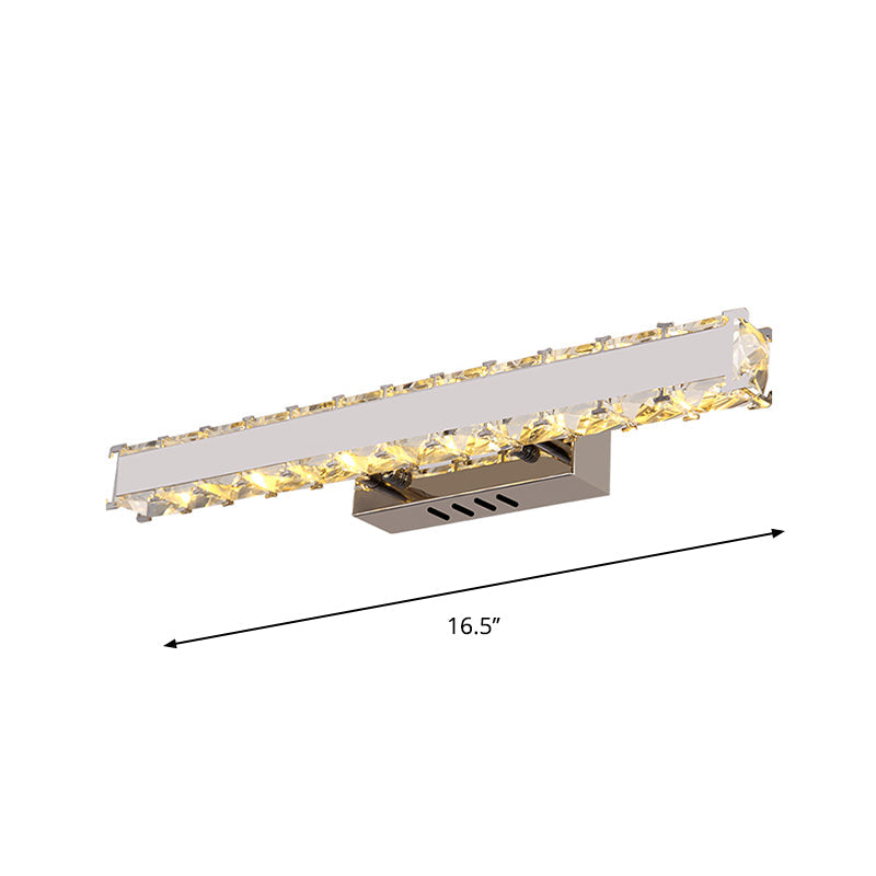 Modern Led Crystal Vanity Mirror Light Sconce - 11.5/16.5 Wide Rectangle White Wall Lighting For