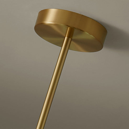 Sleek And Elegant Linear Gold Island Pendant Lighting With Spherical Glass Shades For Dining Table