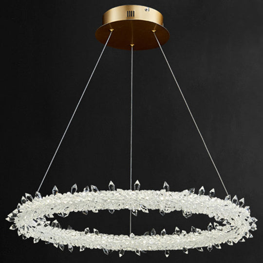 Modern Minimalist Led Pendant Lamp With Clear Crystal - Ideal For Living Room Silver / 12