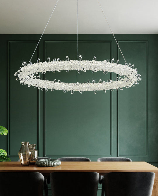 Modern Minimalist Led Pendant Lamp With Clear Crystal - Ideal For Living Room