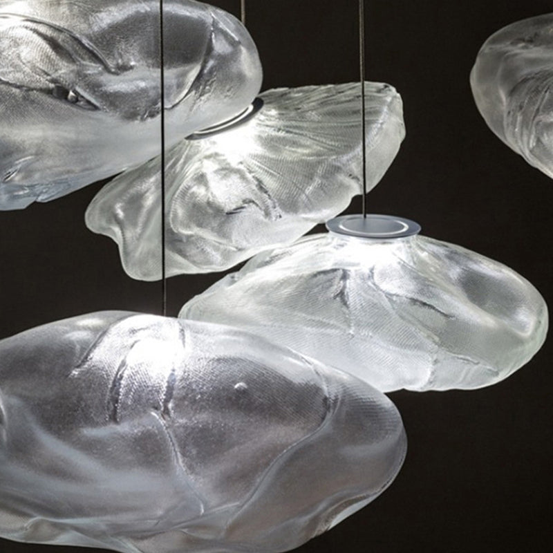 Modern Lattice Glass Ceiling Hanging Light Fixture For Restaurants - 1 Bun