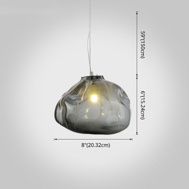 Modern Lattice Glass Ceiling Hanging Light Fixture For Restaurants - 1 Bun