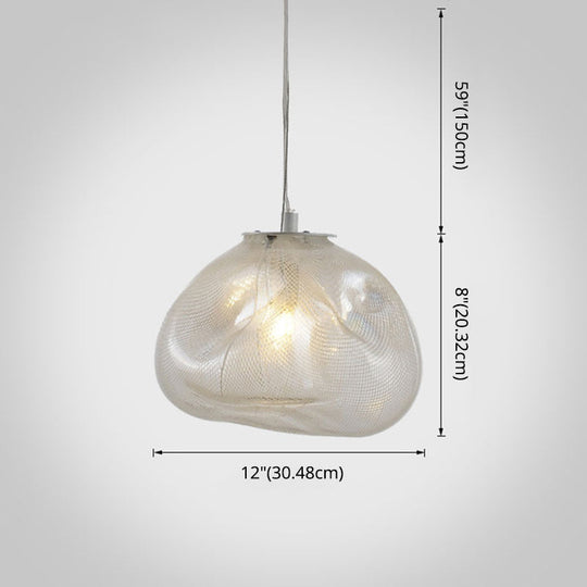 Modern Lattice Glass Ceiling Hanging Light Fixture For Restaurants - 1 Bun