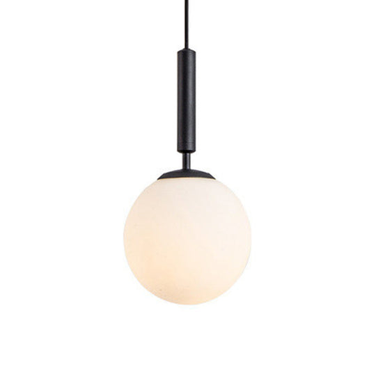 Mid-Century Modern White Glass Sphere Pendant Lighting - Ideal For Restaurants Black / 8