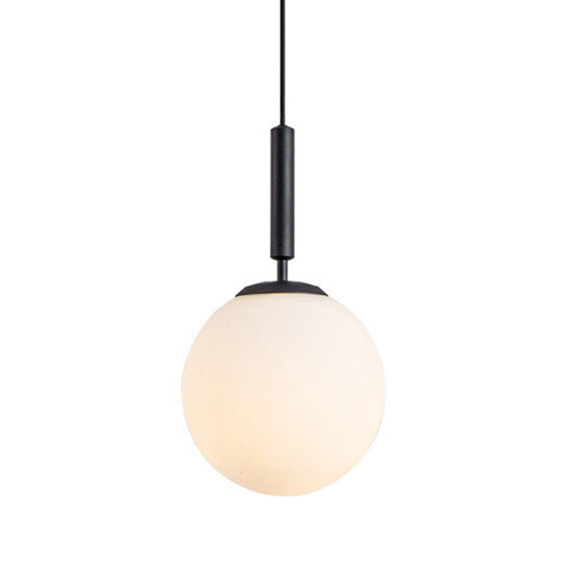 Mid-Century Modern White Glass Sphere Pendant Lighting - Ideal For Restaurants Black / 10