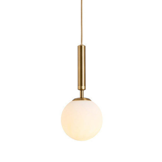 Mid-Century Modern White Glass Sphere Pendant Lighting - Ideal For Restaurants