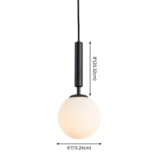 Mid-Century Modern White Glass Sphere Pendant Lighting - Ideal For Restaurants