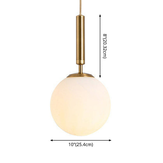 Mid-Century Modern White Glass Sphere Pendant Lighting - Ideal For Restaurants