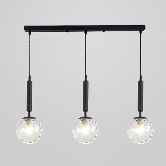 Sleek 3-Light Glass Pendant: Modern Creative Multi-Light Fixture For Clothing Stores Black / Clear