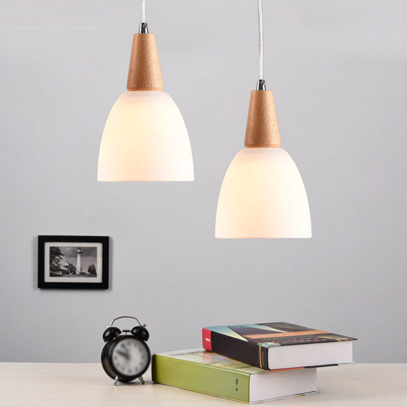 Modern White Glass Cone Pendant Ceiling Lights For Restaurants - Hanging Lighting