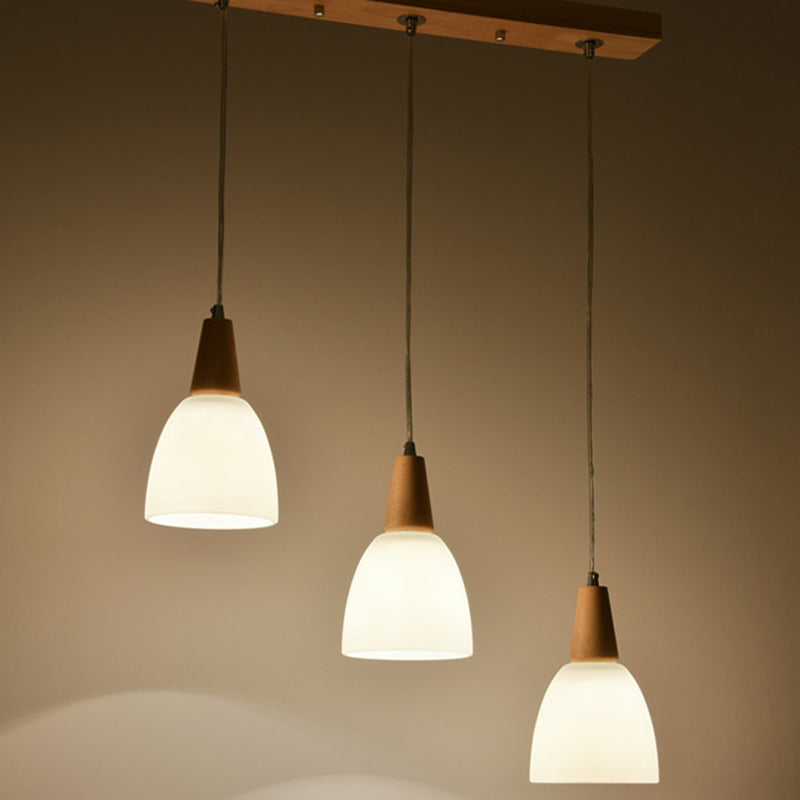 Modern White Glass Cone Pendant Ceiling Lights For Restaurants - Hanging Lighting 220V-240V / 3