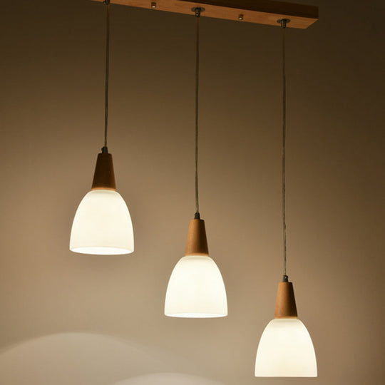 Modern White Glass Cone Pendant Ceiling Lights For Restaurants - Hanging Lighting 220V-240V / 3