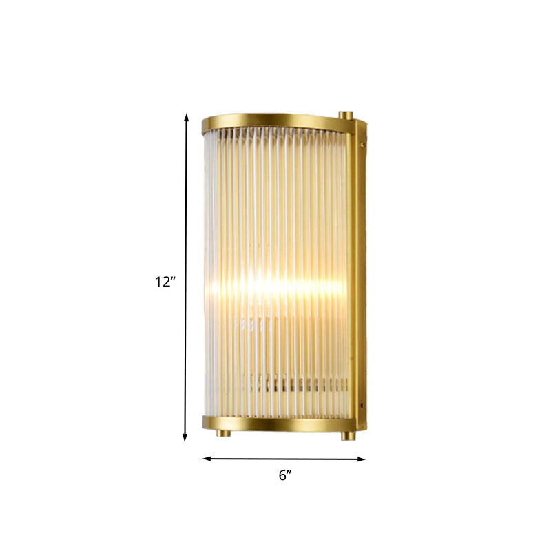 Modern Gold Wall Sconce Light With Fluted Crystal Detail Perfect For Living Room