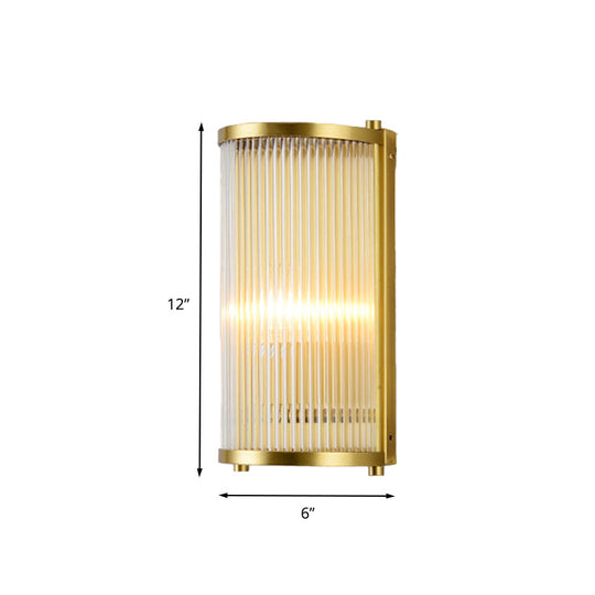 Modern Gold Wall Sconce Light With Fluted Crystal Detail Perfect For Living Room