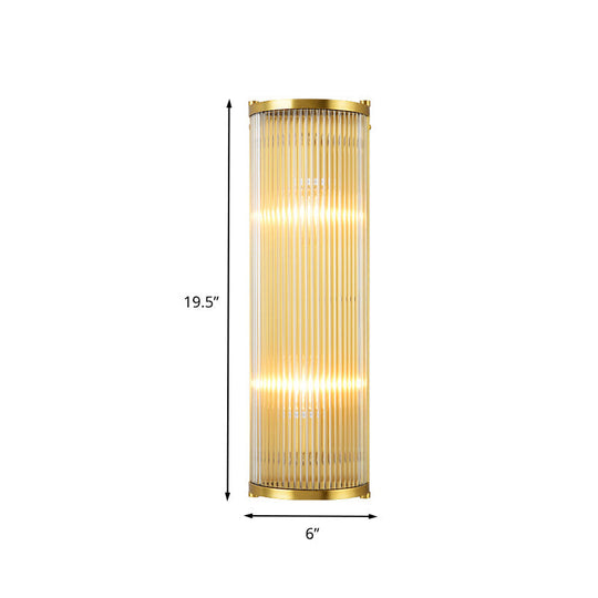Modern Gold Wall Sconce Light With Fluted Crystal Detail Perfect For Living Room